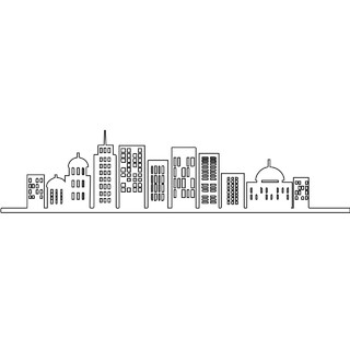 城市剪影镂空建筑城市生活大厦都市高层公寓矢量图